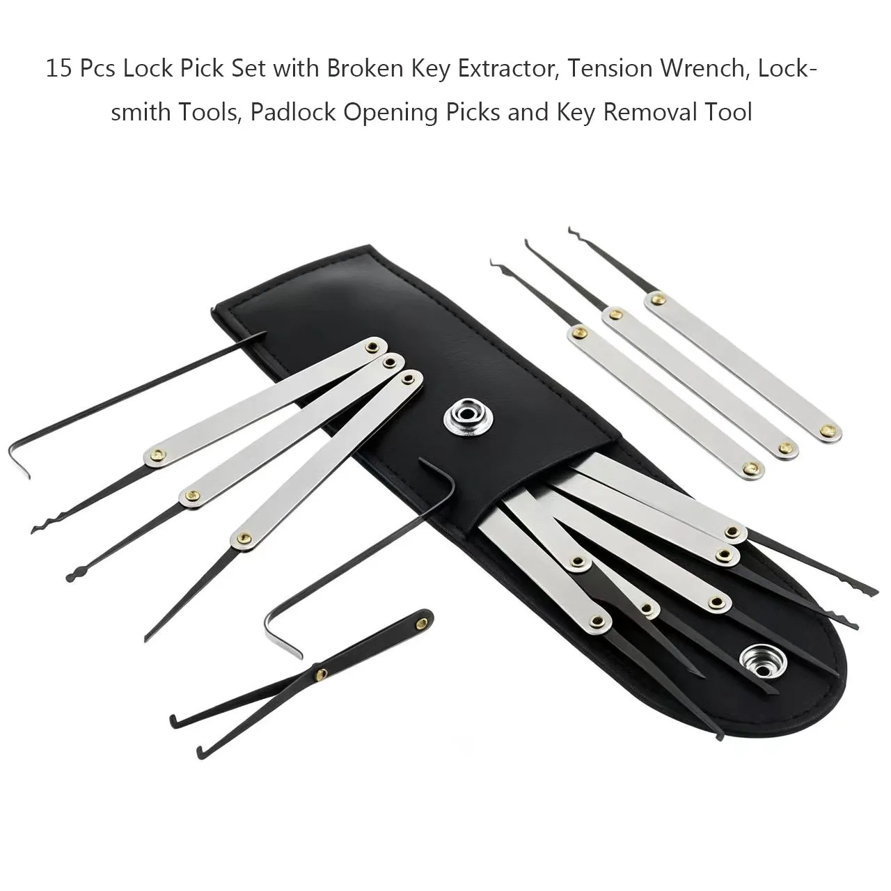 3Pcs in Bundle, Lock Picking Tools with Broken Key Remover, Tension Key Tool, Unlock Pick Set, Key Extractor, Padlock Tool, Locksmith Pick