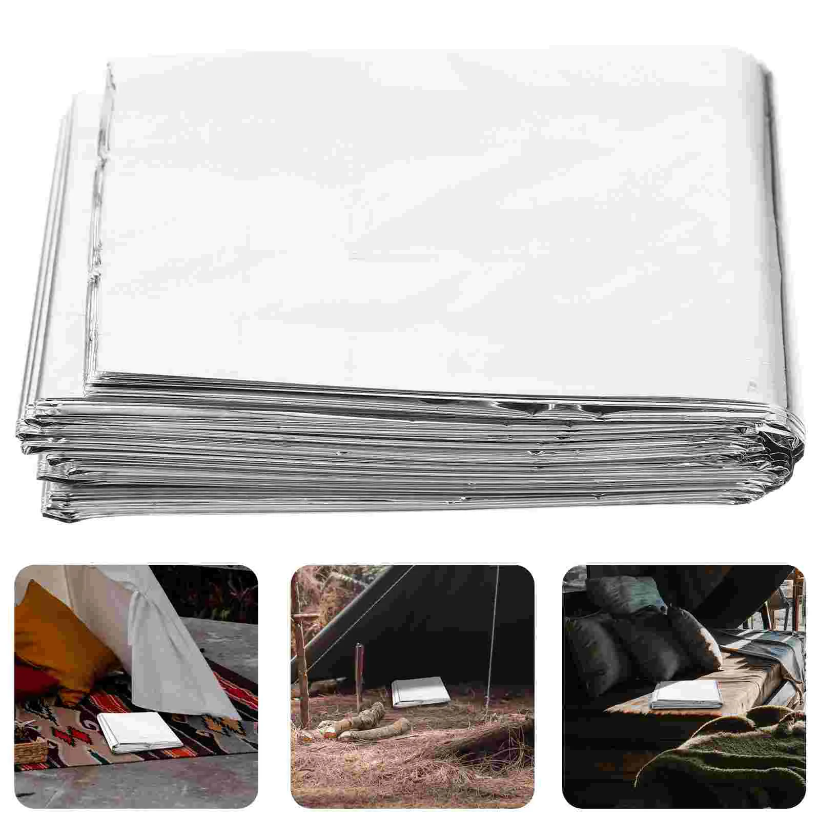 

2 Pcs Space-saving Blanket Emergency Thermal Survival Aldult Portable Heat Reflective Equipment Tool Silver