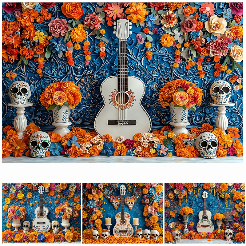 LS The Day of The Dead Fiesta Backdrop Mexican Fiesta Baby Shower Birthday Party Background Photoshoot Party Decoration