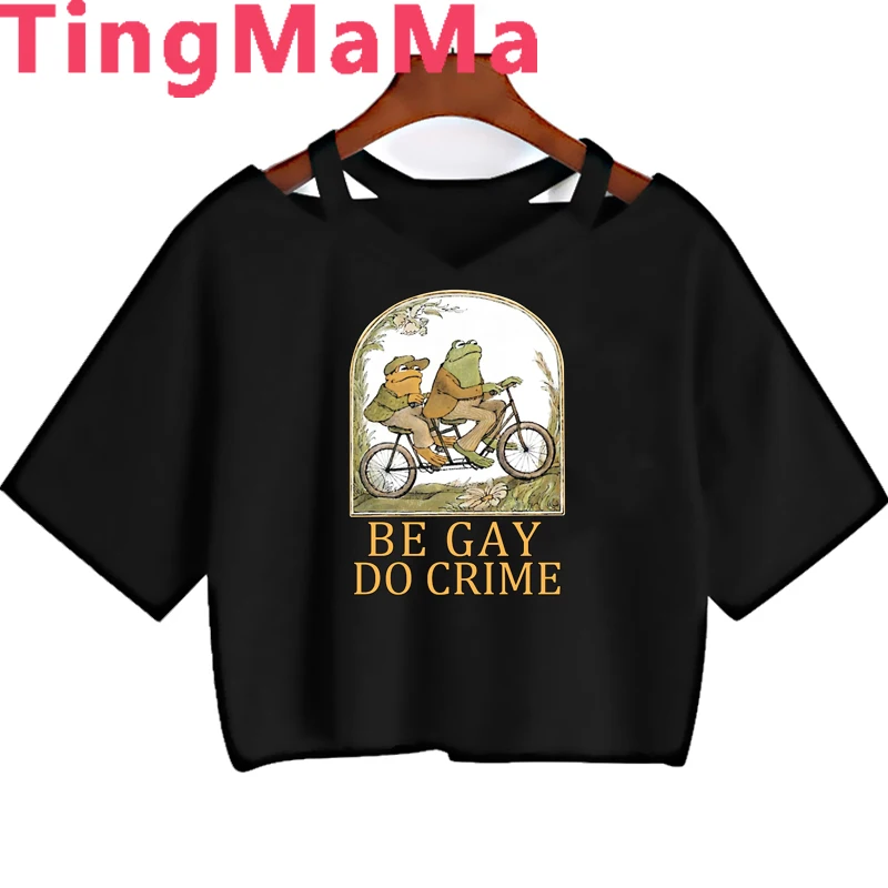 Frog and Toad Be Gay Do Crime T Shirt Women Harajuku Anime Short Sleeve Tshirt Retro Cartoon Graphic Tees Y2k Aesthetic Female