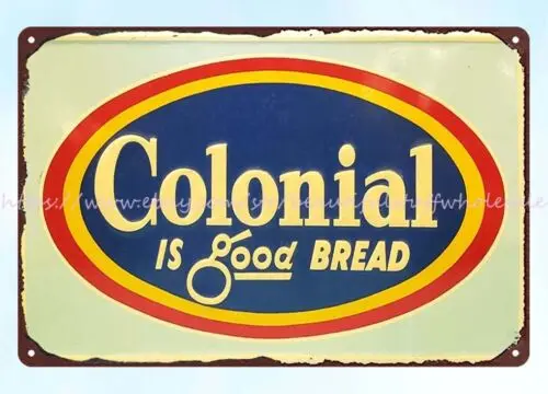 collectible dorm room metal wall decor Colonial Bread metal tin sign