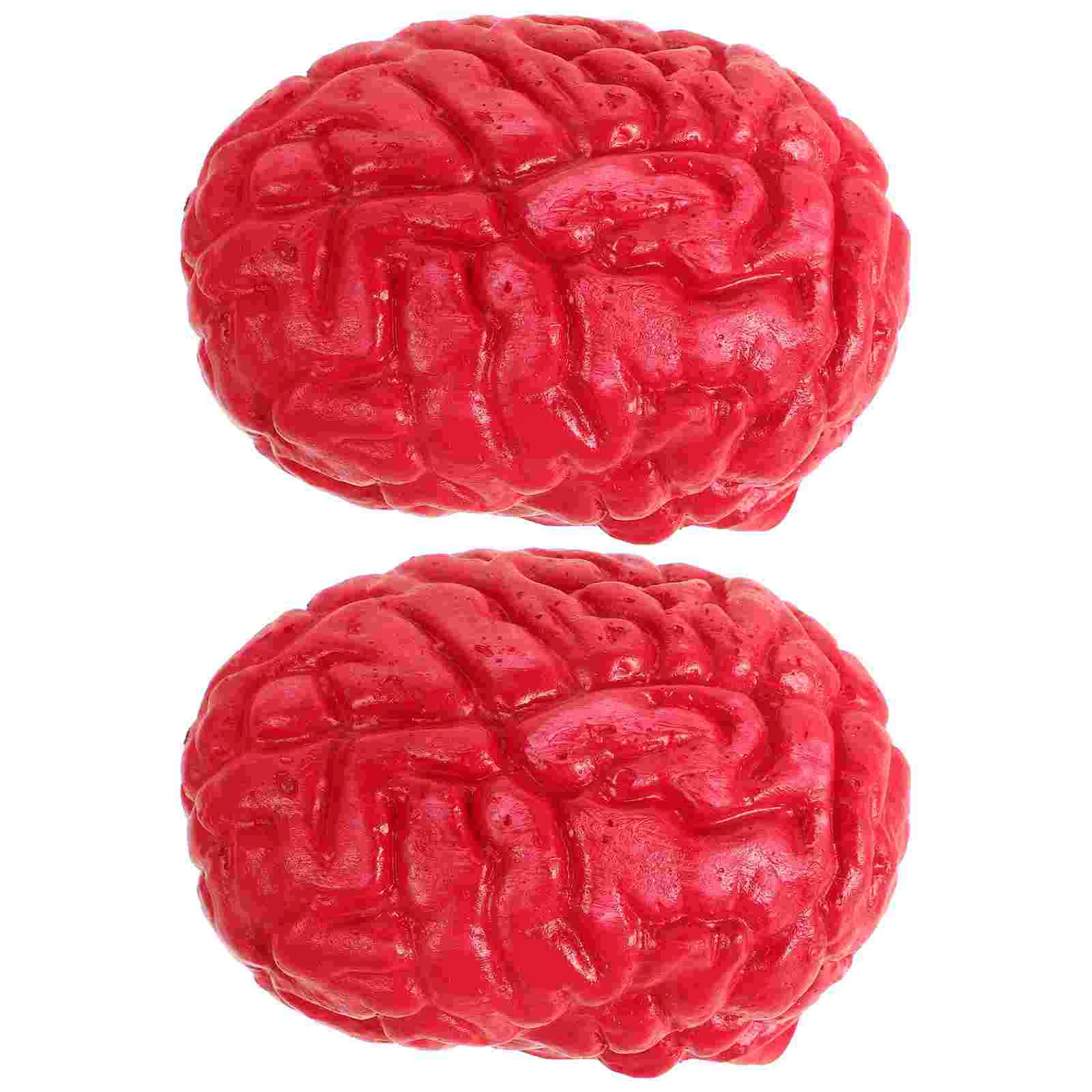 2 Pcs Mold Simulation of Human Organs Office Halloween Decor Zombie Brains Toy Emulsion Latex
