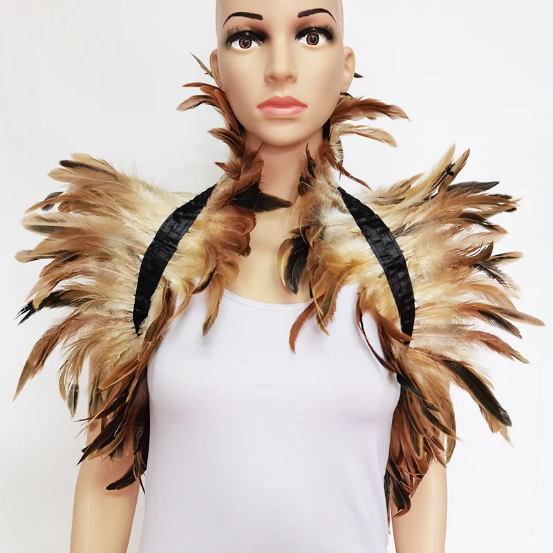 Natural Feather Shrug Shawl Women Feather Shoulder Wrap Cape Victorian Cosplay Party Props Stage Performance Feather Accessories