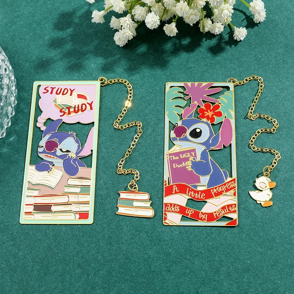 Marcapáginas de Metal creativo de puntada linda de Disney para regalo de amante de libros, borla de pato de puntada encantadora para escuela,