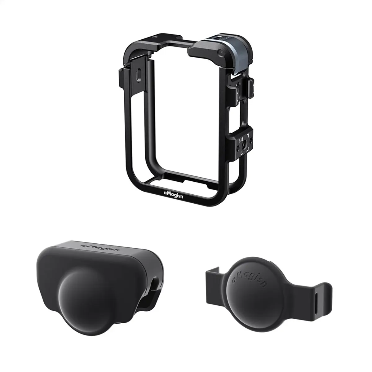 AT33 AMAGISN Metal Rabbit Cage Frame for DJI OSMO 360 Quick Release Full Protective Frame Cold Shoe Mount with Lens Cover A