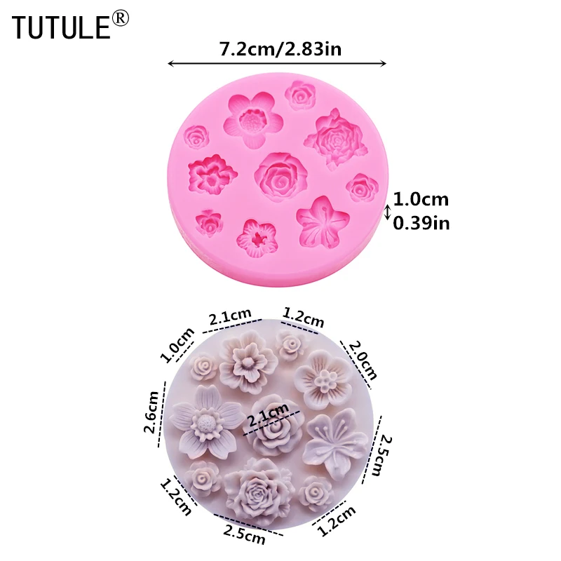 3D Flowers silicone mold flower resin phone case head rope hair card jewelry accessories mold flower Chocolate silicone Mold