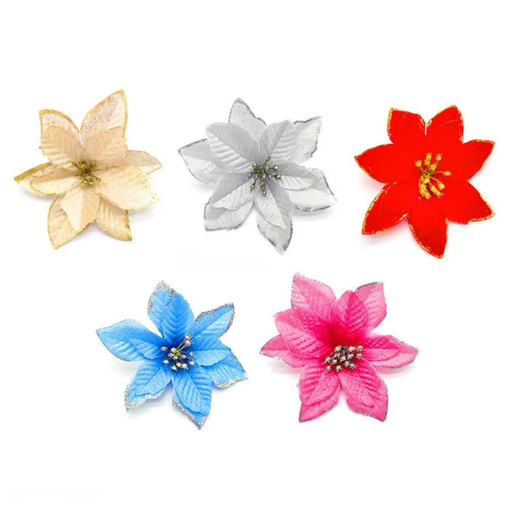 Artificial Christmas Flowers DIY Merry Christmas Decorations For Home Natural Rattan Wreath Garland Tree Craft Xmas Decor G6W4