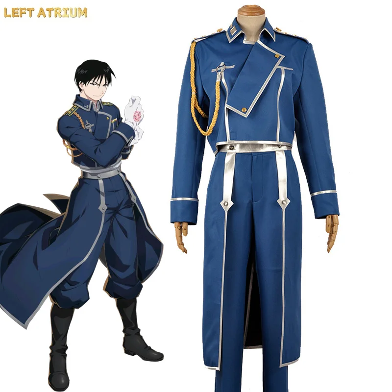 

Anime Fullmetal Alchemist Roy Mustang Cosplay Costume Military Uniform Suit Man Jacket Pants Halloween Costume