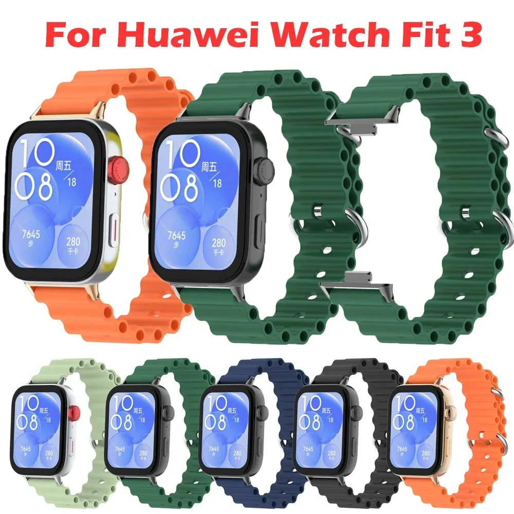 

Ocean Silicone Band For Huawei Watch Fit 3 Replaceable Watchband Bracelet For Huawei Fit3 Colorful Strap Wristband Accessories