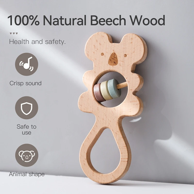 Wooden/Silicone Rattles For Baby Cartoon Koala Ring Baby Bed Bell Educational Toy Safe Food Grade Baby Teether Baby Items A Gift