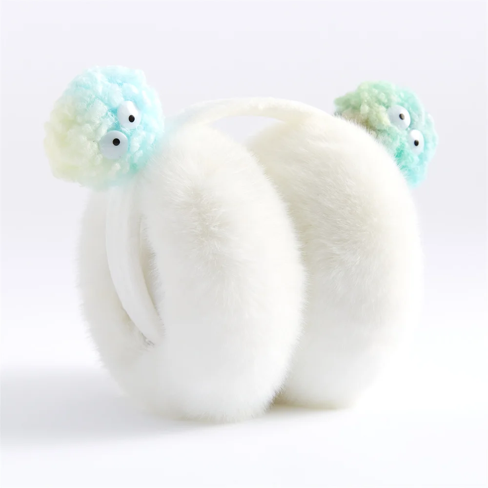 DIY Dustbunny White Earmuff Imitation Exquisite Collapsible Rabbit Hair Ear Warmth for Woman Girl Romantic Party Gift