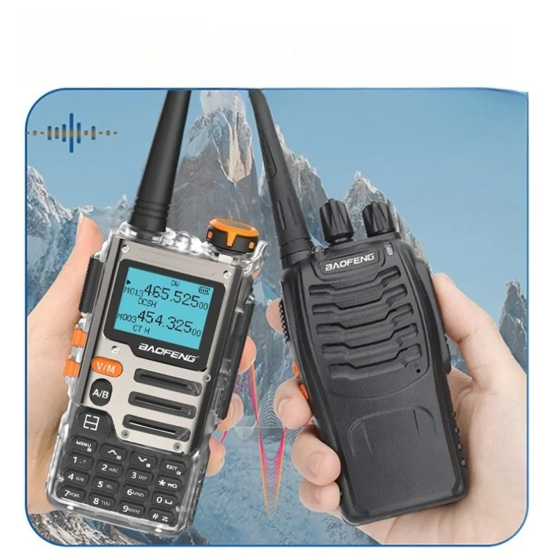 Baofeng BF-K68 Pro راديو محمول بتصميم شفاف ثنائي النطاق عالي الطاقة للاستخدام التجاري والصناعي في الهواء الطلق