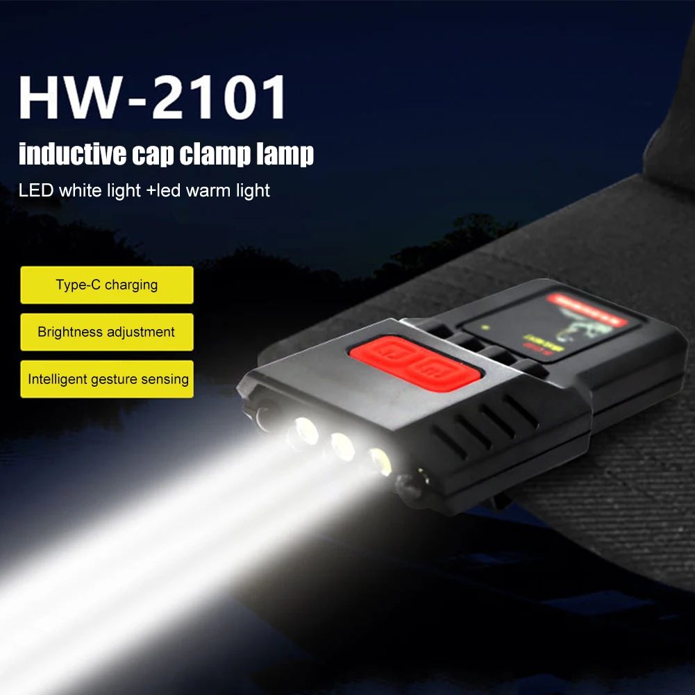 Ultra Bright Mini Hat Clip Flashlight Motion Sensor Mini Caps Light Headlamp USB Charging 180mAh for Outdoor Camping Fishing