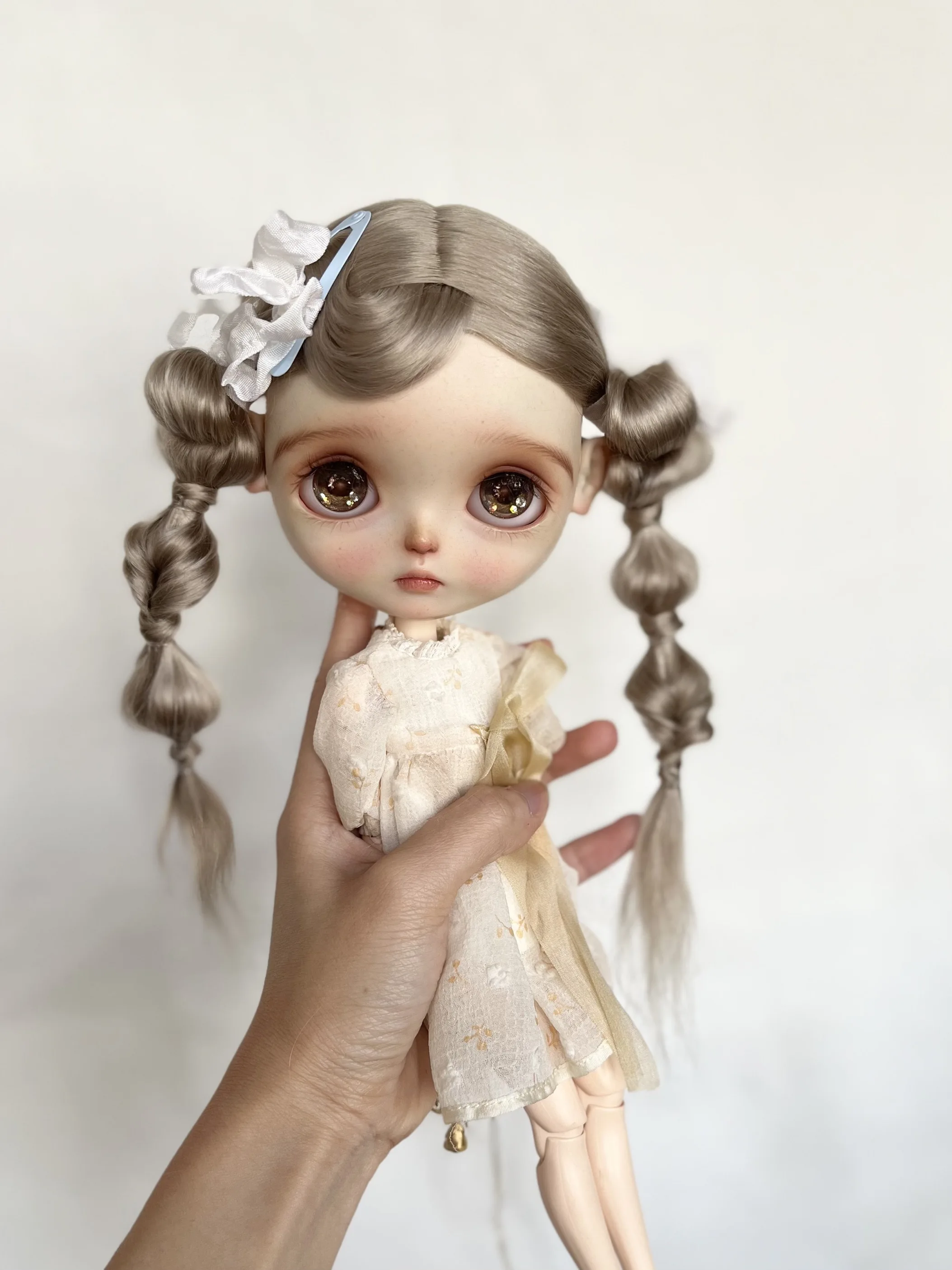 Dula Doll Wigs for Blythe Qbaby Mohair Double ponytail Microvolumes curls 9-10 inch head circumstance