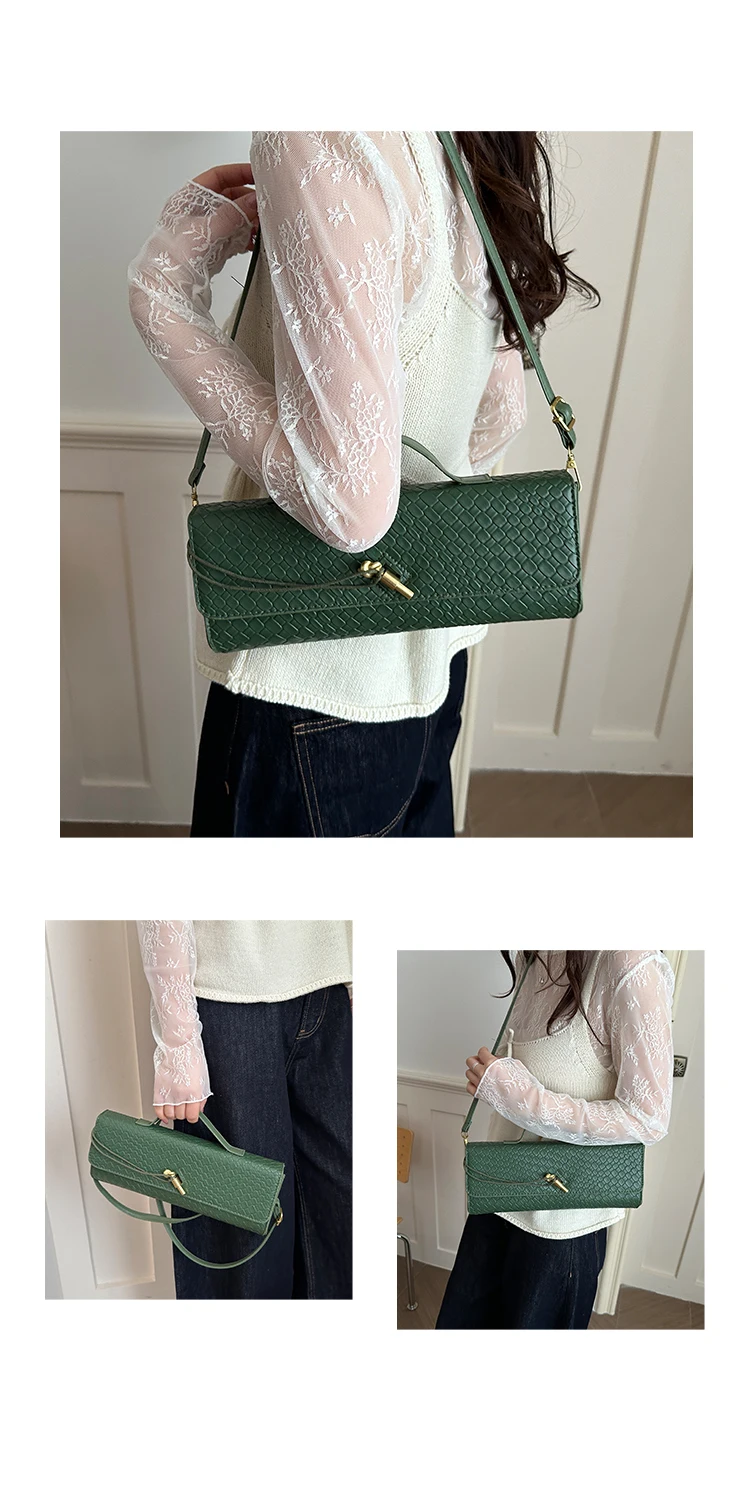 Bolso de Hombro Elegante con Textura Tejida, Estilo , Bolso de Mano para Cena, Bolso Cruzado para Mujer, Estilo Casua...
