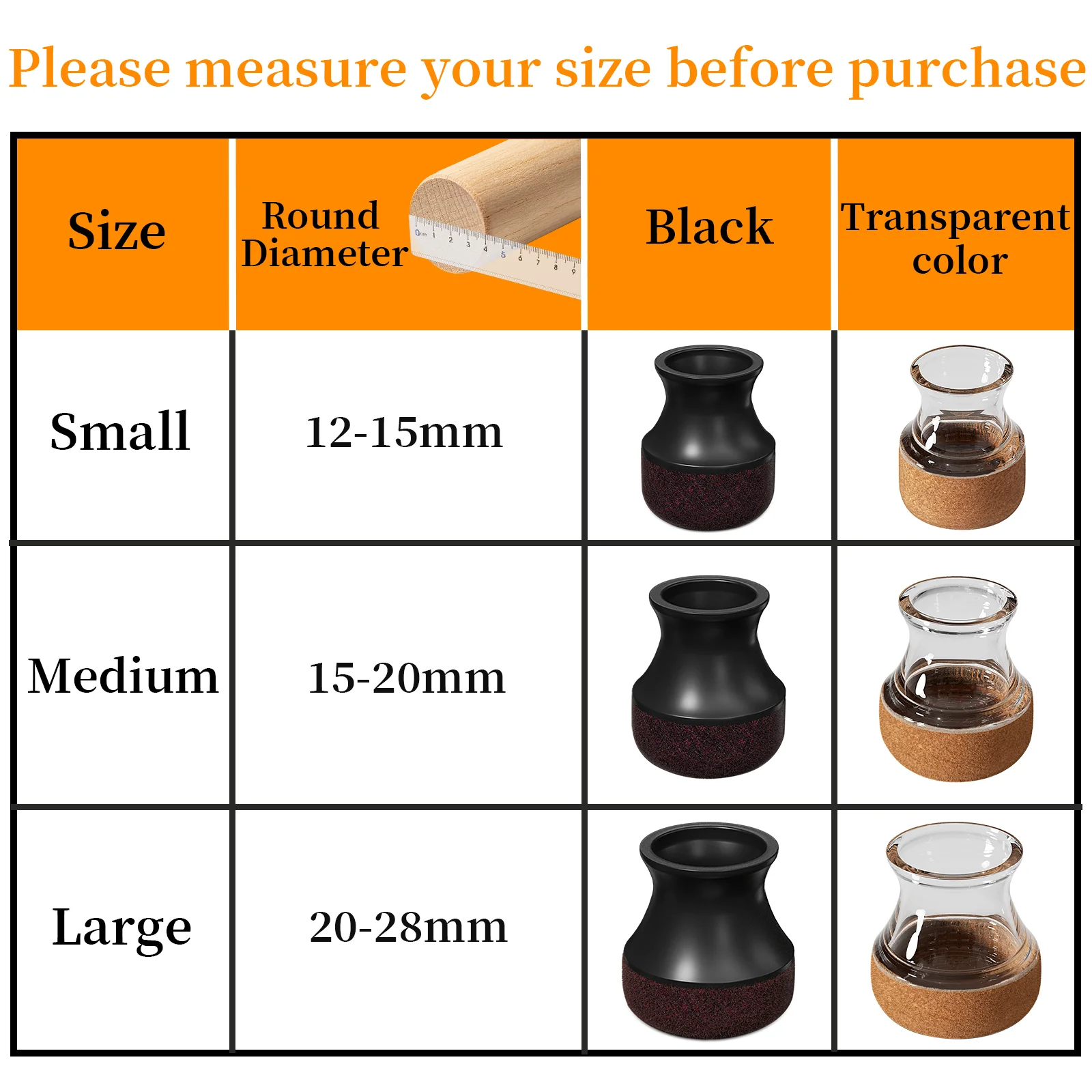 8PCS Chair Leg Protectors with Diagonal Thick TPE Pads Silicone Floor Felt Foot Cover for Hardwood Noise Resistance Furniture image 2