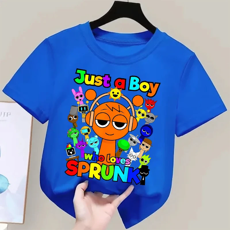 Summer Game Sprunki Incredibox Cartoon Print Cotton Kids T-Shirts Boys Casual Short Sleeve Baby Girls Clothes Children Tee Tops