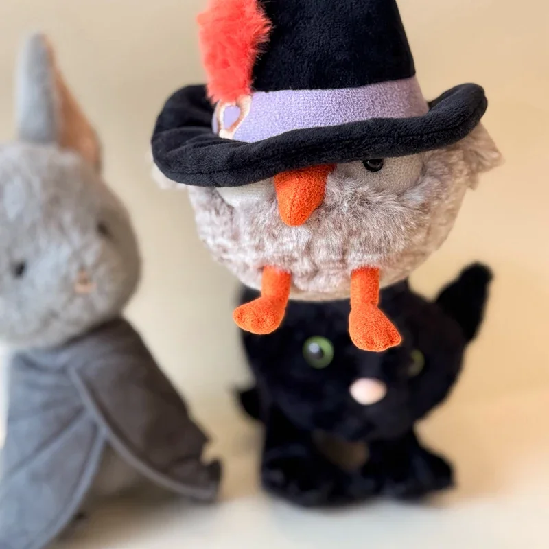 Kawaii Halloween Owl Black Cat Stuffed Animal Gray Bat Plushies Witch Bird Plush Toy Adorable Room Decor Toys Gifts