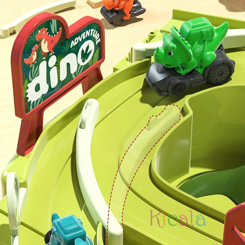 Children Racing Rail Car Model Educational Toys Children Track Adventure Game Interactive Train Animals Montessori Toy For Boy