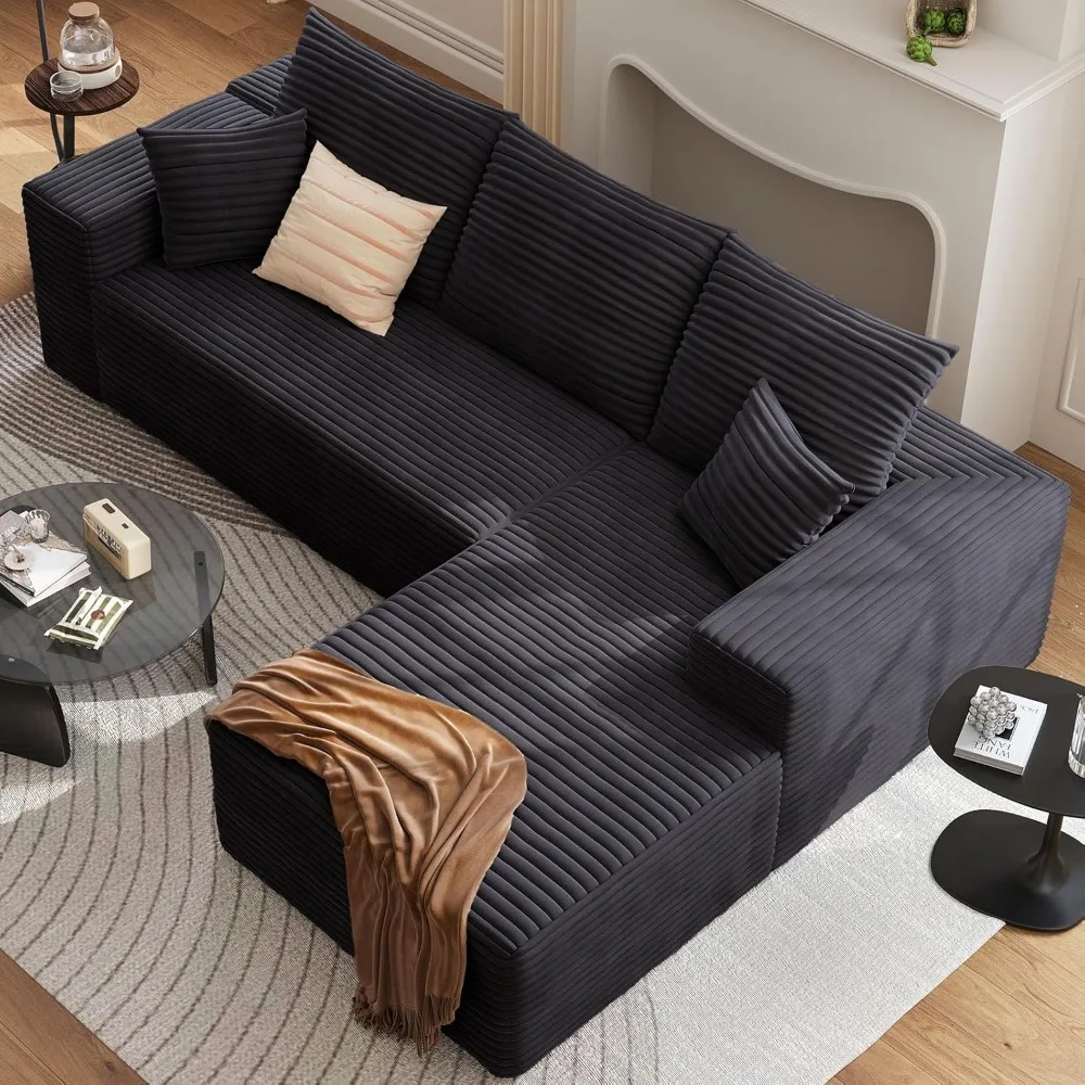 

Вельветовый L-образный диван-облако 107 дюймов с подушками, модульный секционный диван с шезлонгом, удобный 3-местный диван с глубоким сиденьем для Livi