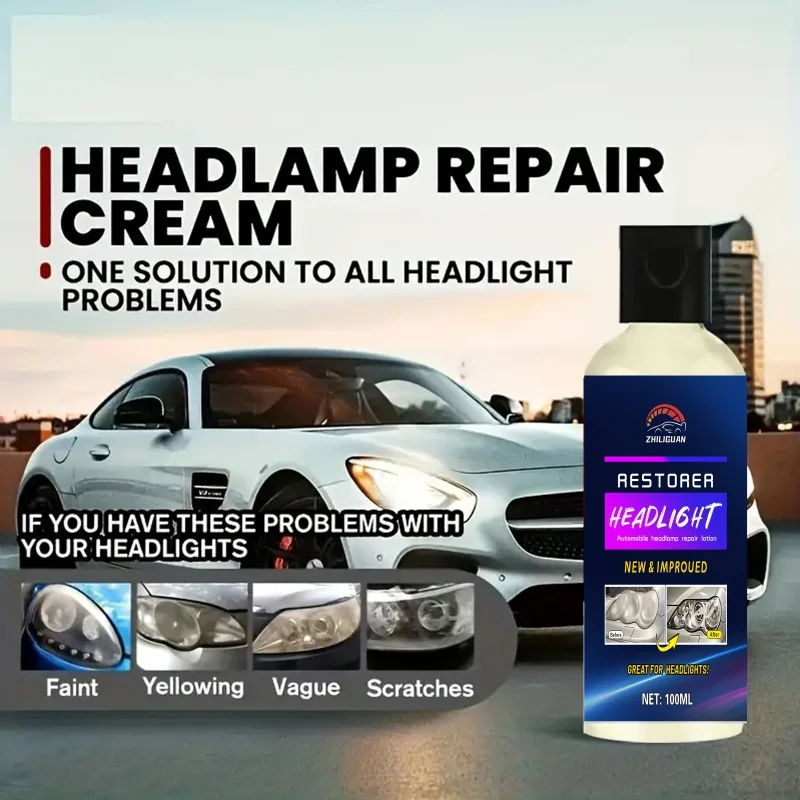

Крем для ремонта фар автомобиля, простой в использовании комплект для обслуживания фар, ремонт окисленных, желтых, размытых автомобильных фар