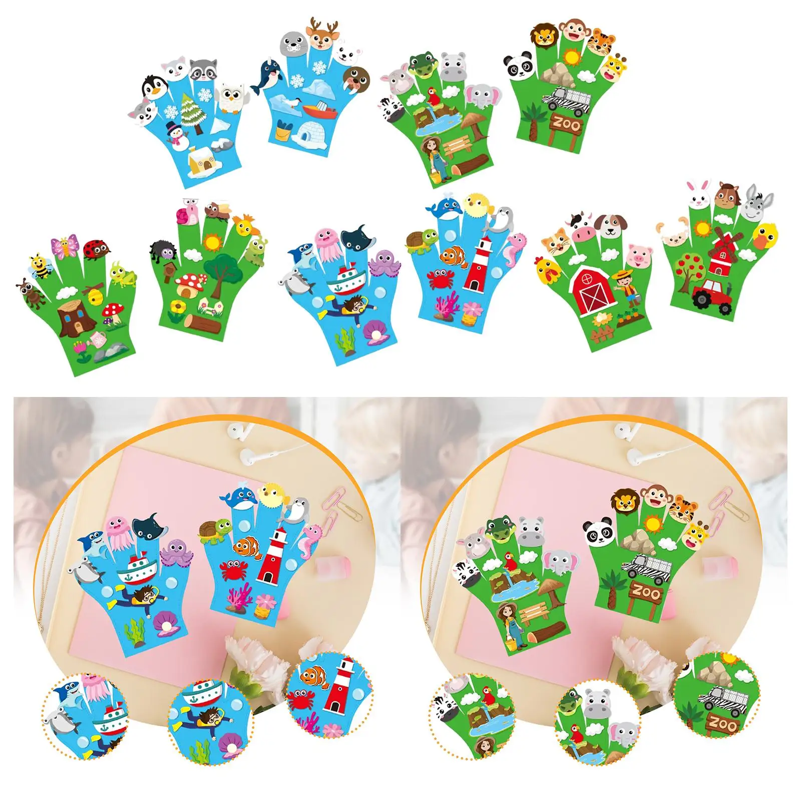 

2x Animals Felt Story Finger Puppets DIY Storytelling Hand Puppet for Home
