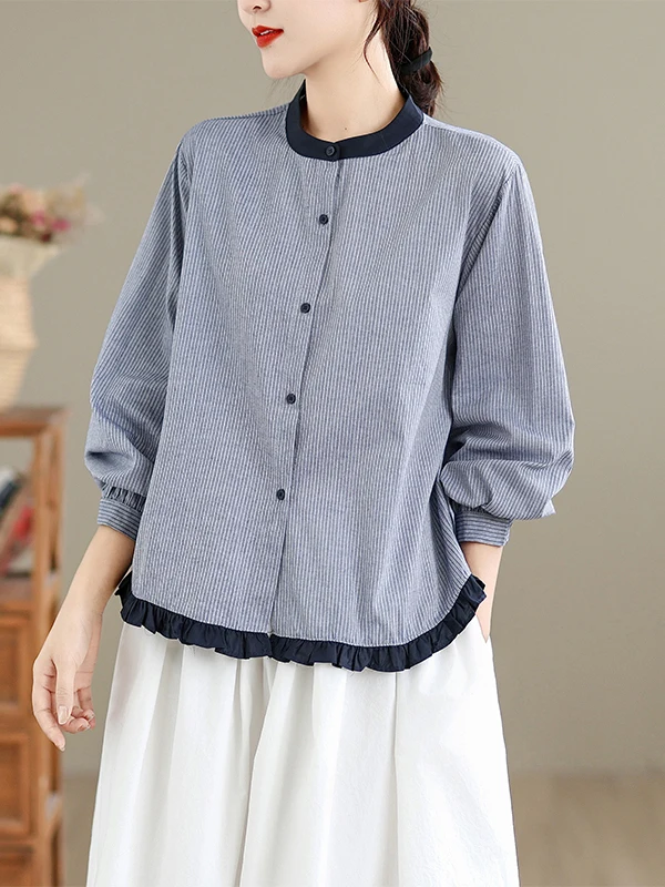 

Faionable Large Size Women's irt round Ne Long Sve Artistic Sle Loose Fit Autumn New Arrival Korean Sle Top