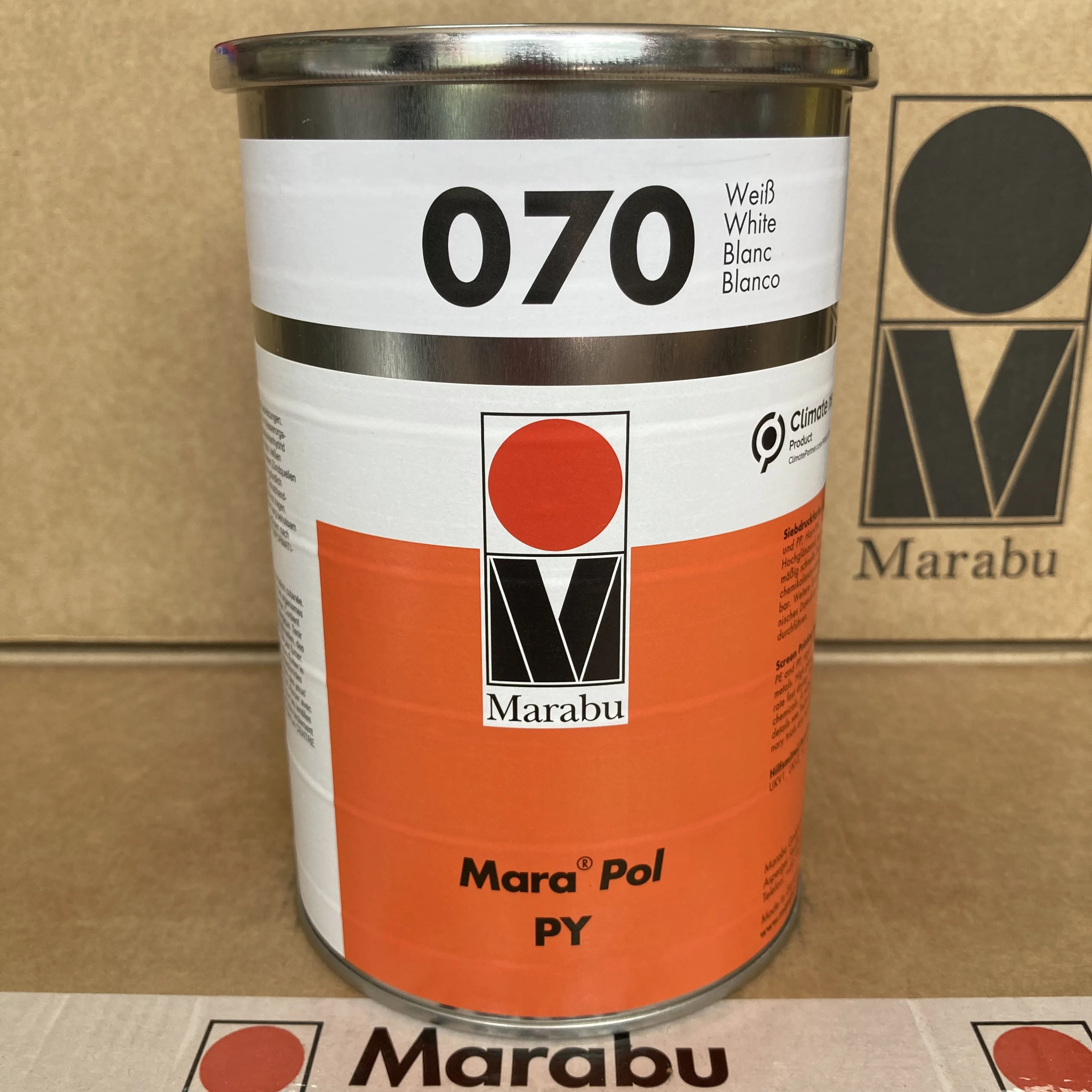 Marabu PY073 Black & PY070 White PE Metal Ink for Silk Screen and Pad Printing