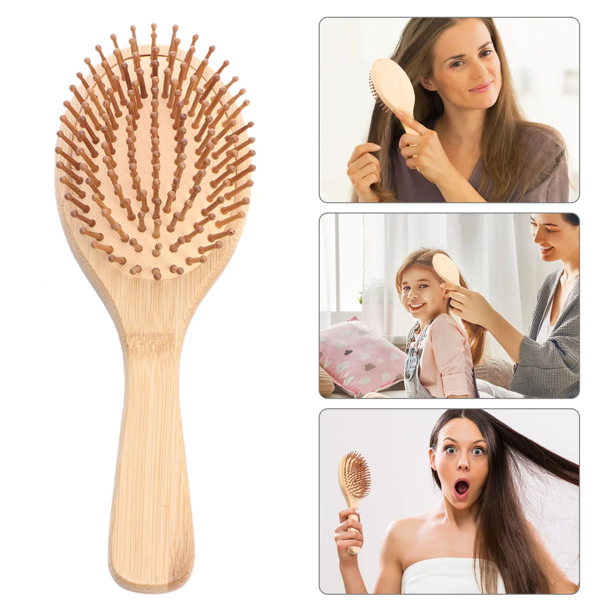 

Round Head Airbag Comb Travel Scalp Massage Bamboo Bristle Hair Brush