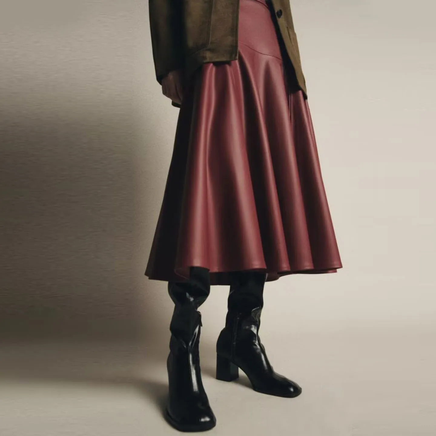 

Casual Sle Midi Skirt for Women Leather Simulation Personali Design Autumn New Arrival Z Brand Stand Fit Daily Wear