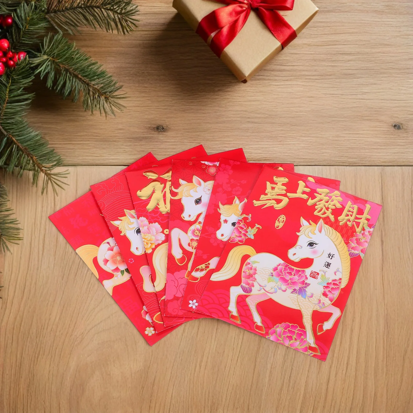 

120Pcs Chinese Red Packets Horse Year Cartoon Lunar New Year Lucky Money Envelopes Spring Festival Gifts Red Envelopes Hongbao