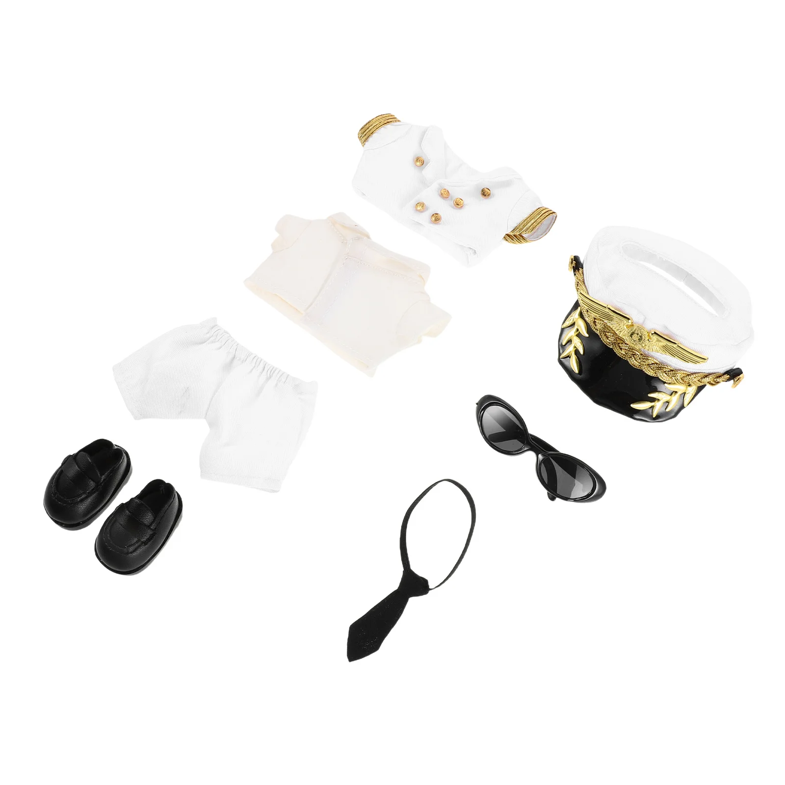 1Set Kapitein Kostuum Set Kawaii Pilot Kleding Decoratieve Accessoires Herbruikbare Knuffelkleding Party Kapitein Kostuum Set