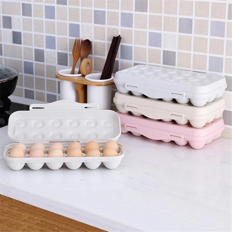 Egg Tray Holder Egg Storage Box Refrigerator Crisper Storage Container Camping Picnic BBQ ShockProof Egg Holder Box Organization