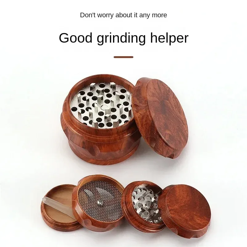 

Wood Grain Tobacco Grinder Drum Type Herb Four Layer Resin Grinder Magnetic Lid Metal Filter Manual Smoke Crusher Smoking Tools