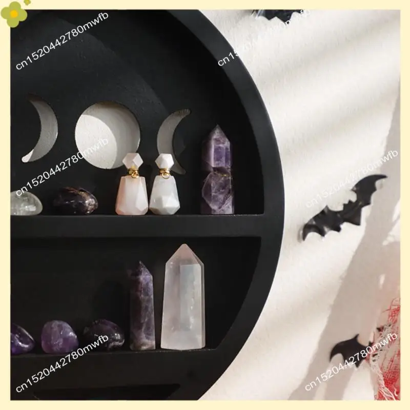LDHL Crescent-Moon Shelf For Crystals Crystal Shelf Display For Wall, Moon Wall Decor Moon Phase Wall Decor For Bedroom Durable