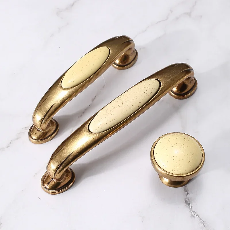 Antique Ceramic Cabinet Handles Chinese Wardrobe Classical Handles Cabinet Drawer Pull Knobs Minimalist Single Hole Hardware