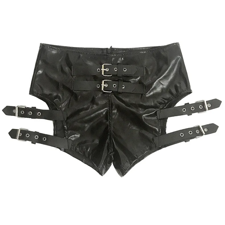 Short élastique taille haute en cuir PU verni pour femme, vêtements de performance de danse Bar Ds, boîte de nuit sexy, noir, nouveau, 2022