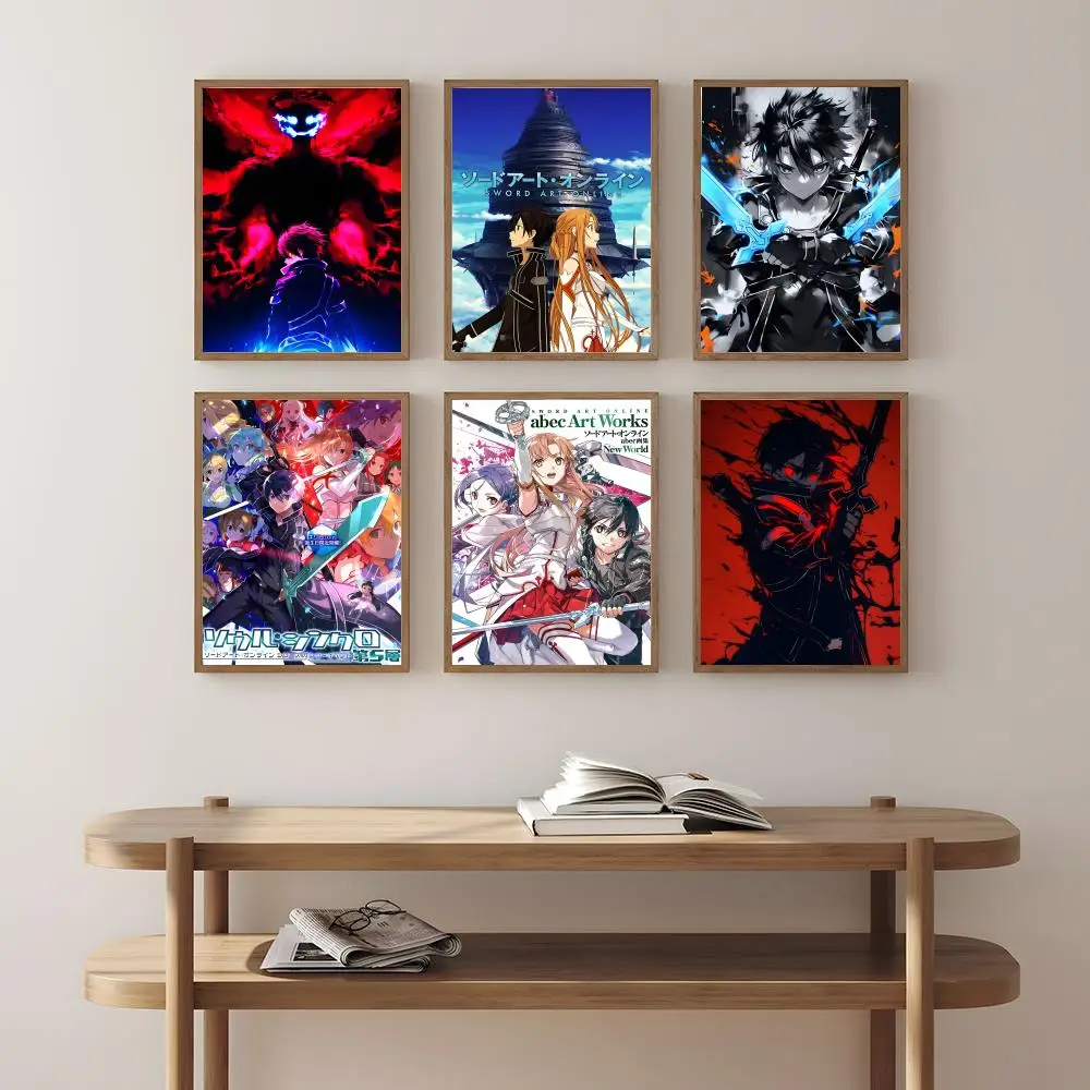 ملصق Sword Art Online SAO عالي الدقة متعدد الاستخدامات مقاوم للماء لتزيين الحائط ذاتي اللصق لأي مساحة هدية مثالية