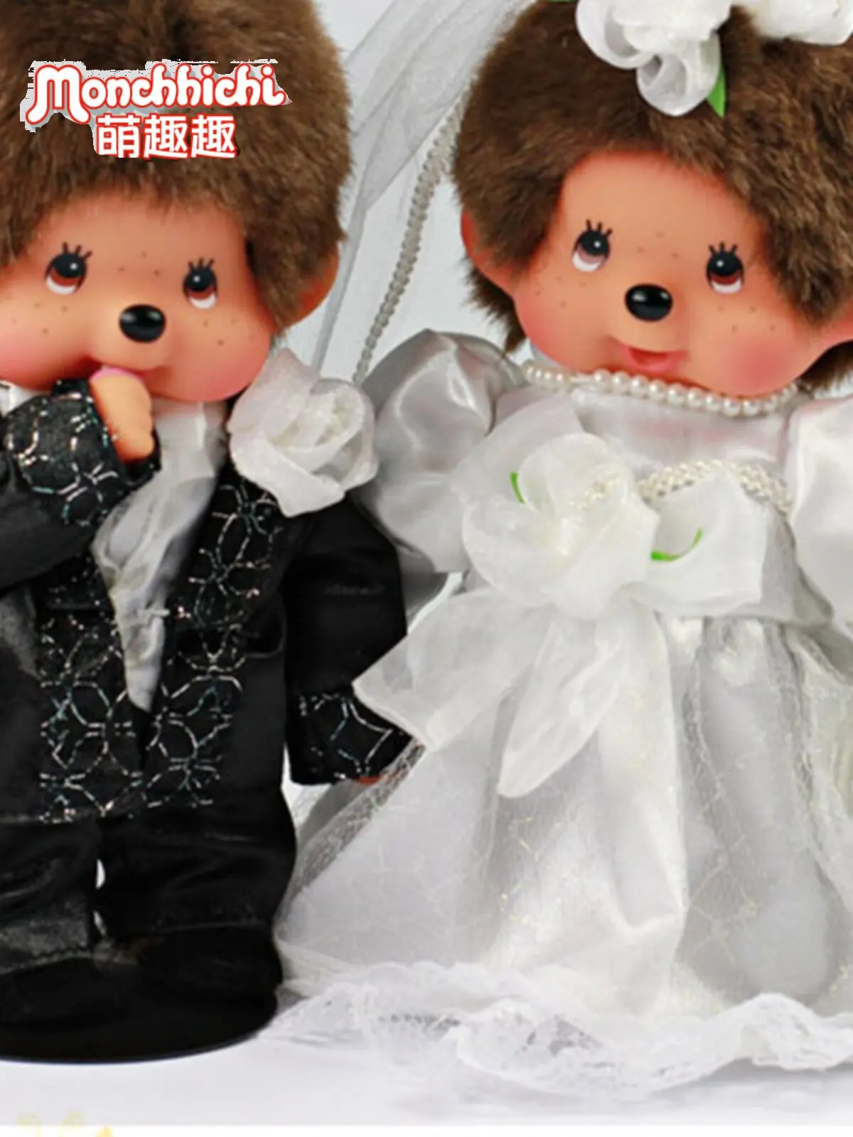 In Stock Monchhichi Cute Couple Doll Figurine for Wedding Bed Decoration Newlywed Marriage Valentine's Day Gift for Collectors
