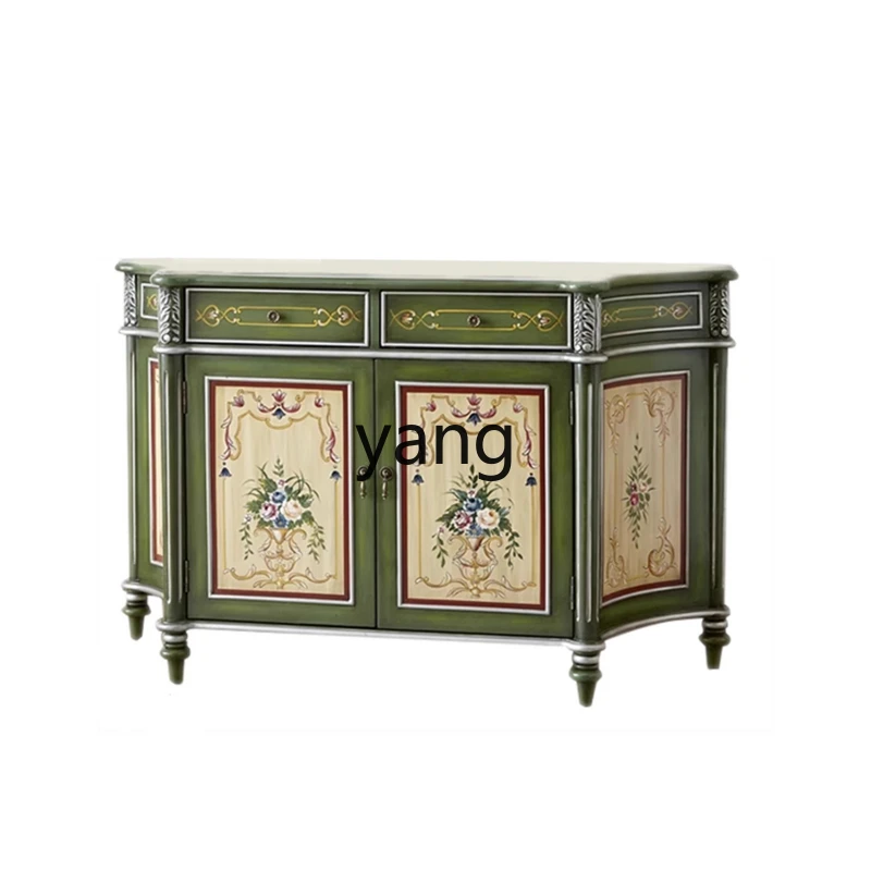 

ZX painted side cabinet medieval American Mediterranean decorative entrance cabinet