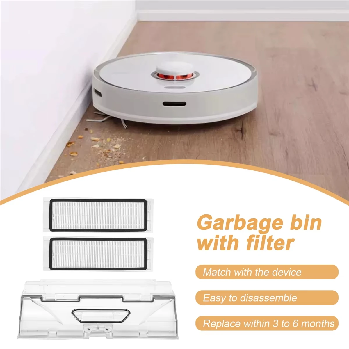 Roborock S5 MAX S50 MAX S6 MaxV Pure T7 New Dust Box Vacuum Cleaner Robotic Parts Robot Dustbin Box with Filter Accessroies