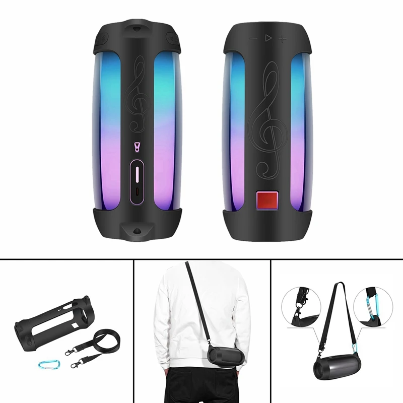 New 2X For JBL Pulse 4 Silicone Protective Sleeve Portable Bluetooth Speaker Silicone Protective Shell With Shoulder Strap