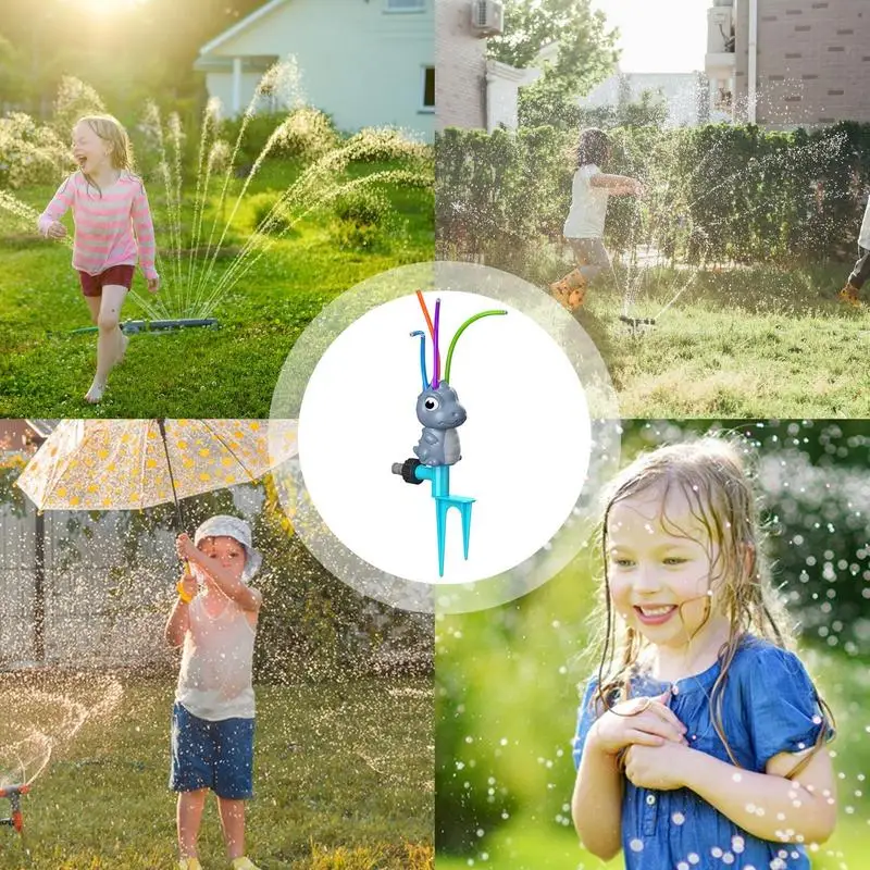 Water Sprinkler For Kids Dinosaur Water Spray Sprinkler With Rotation Spray Toys Backyard Games For Playful Summer Outside