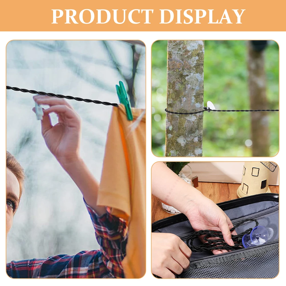 

Suction Cup Clothesline Drying Rope Portable Outdoor Travel Camping Black Small Lightweight Pp Material Durability Clothes Line