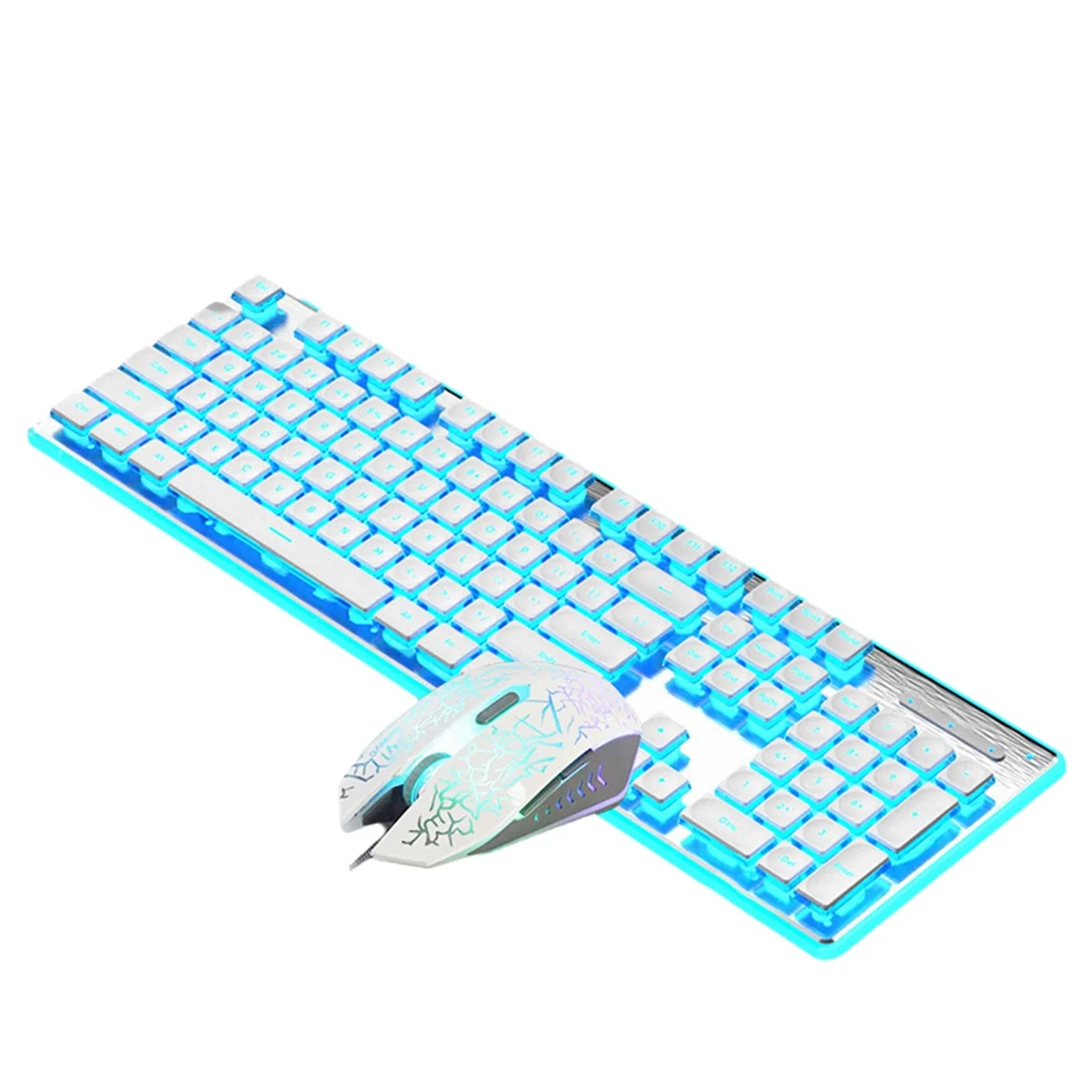 Wired Mechanical Keyboard with Mouse LED Silent Keyboard Gaming Keyboard Waterproof for E-Sports and Office