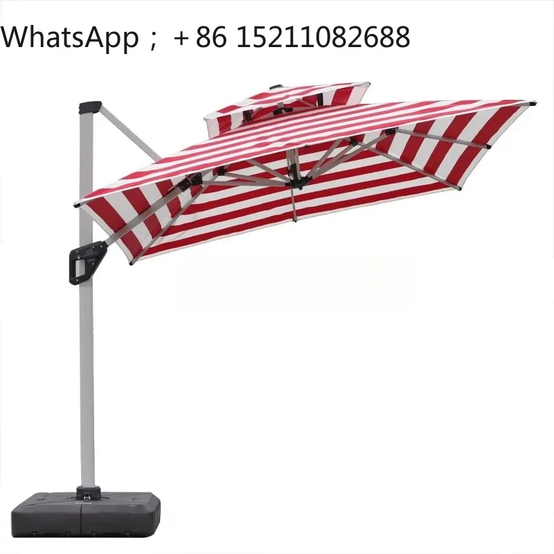 SCY Outdoor Garden Parasol Black Red Yellow Green Striped Side Umbrella Square Large Outdoor Beach Umbrella