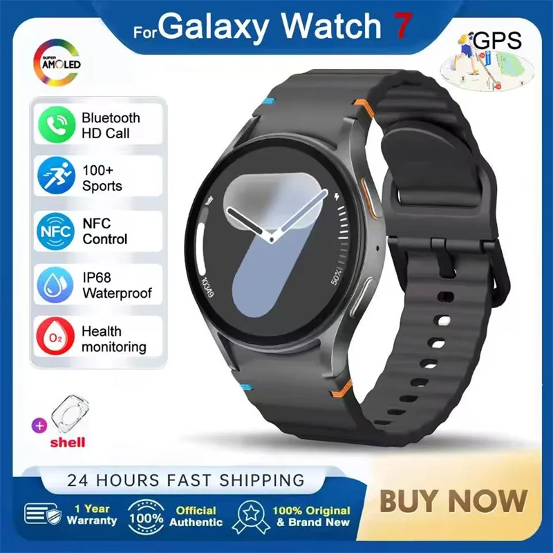 

Смарт-часы для Galaxy Watch 7, мужские и женские AMOLED HD-экран, компас, пульсометр, фитнес, спортивные водонепроницаемые умные часы с Bluetooth-вызовом