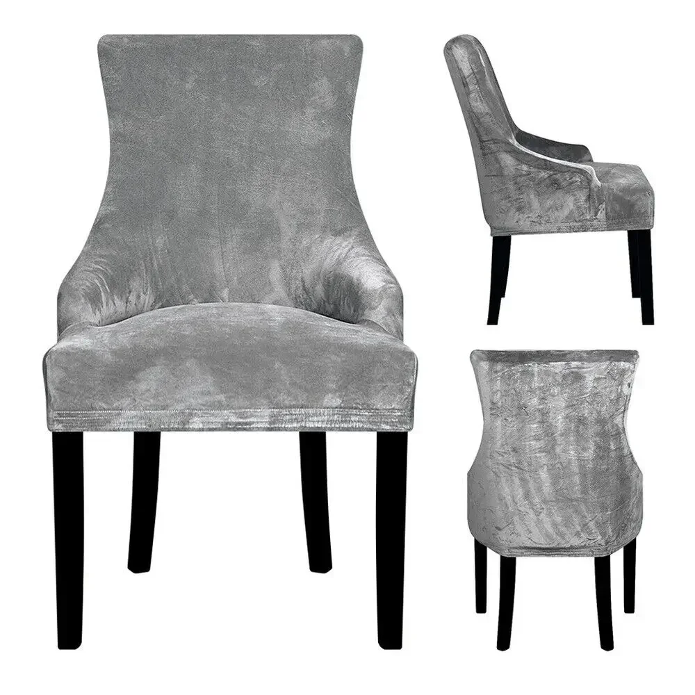 Velvet Sloping Arm Chair Cover Big Size XL Size Wing Back King Back Chair Covers Elastic Seat Covers For Hotel Party Banquet
