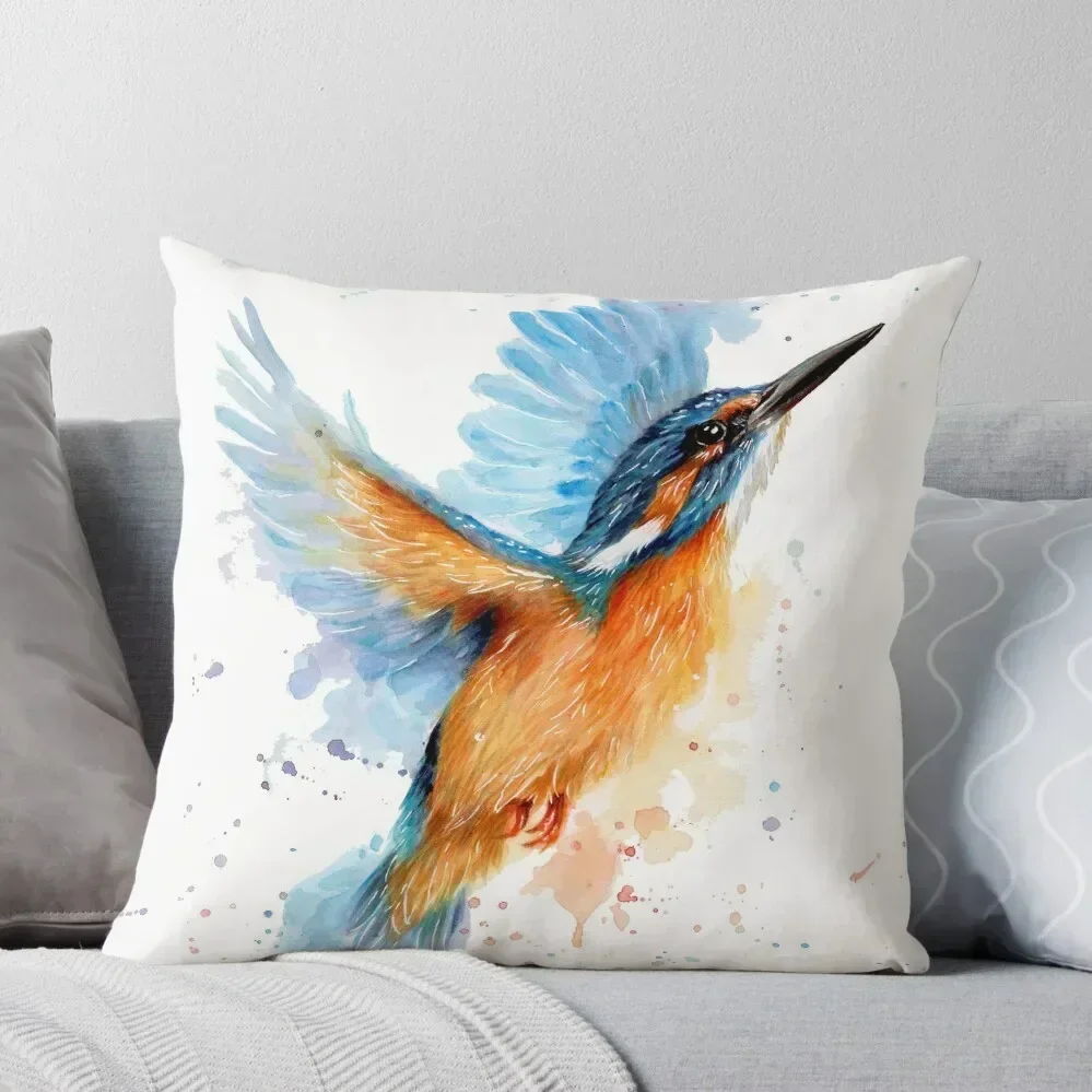 Kingfisher watercolour Throw Pillow Couch Cushions Decorative Cushions For Living Room Sitting Cushion pillow