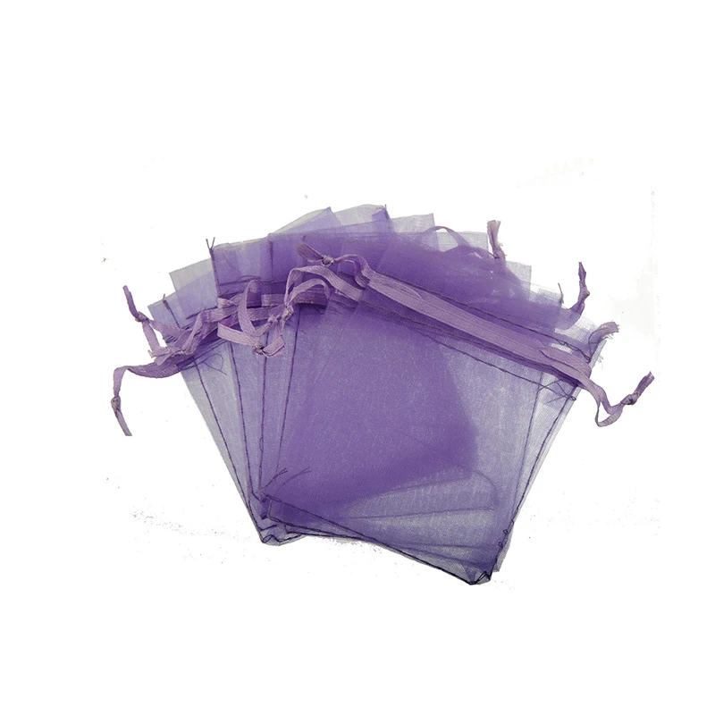 

30pcs/bag 7*9mm Jewellery Packaging Diy Make Gifts Display Rectangle Thin Purple Ventilate No Seal Organza Drawstring Wholesale